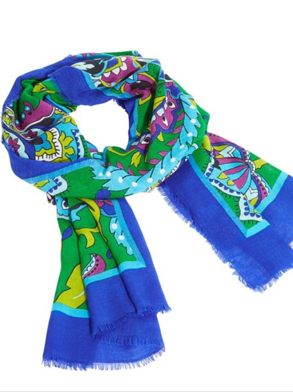 Vera Bradley Green Paisley Scarf Rayon In EUC